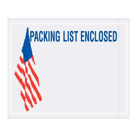 The Packaging Wholesalers Panel Face Envelopes, USA Flag inPacking List Enclosedin Print, 5-1/2inx4-1/2in, 1000/Pk ENVPQUSA12